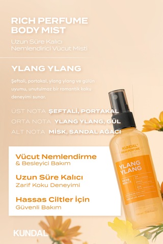 Parfüm Etkili, Nemlendirici Vücut Misti Kundal Rich Perfume Body Mist 100ml Ylang Ylang