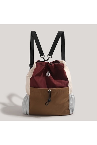 Charhp&kejnt Otantik Bağcıklı Sırt Çantası Retro Tarzı Kontrast Renk Büyük Kapasiteli Çanta 2024 Kontrast Renk Okul Çantası Kahverengi