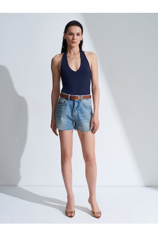 Dilvin 21231 Halter Yaka Bodysuit-k.lacivert