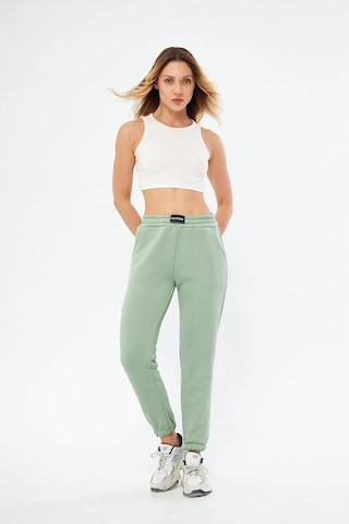 Lesa Wear Yüksel Bel Jogger Şardonlu Eşofman Altı Paçası Lastikli Çağla