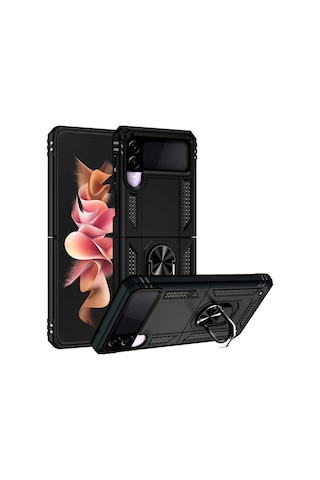 Mobilteam Galaxy Uyumlu Z Flip 3 Kılıf Vega Kapak - Siyah Siyah