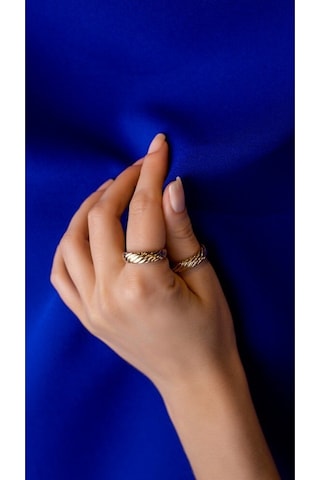 Diamond Line - Gülaylar - Sarı Altın 14 Ayar Trend Taşsız Yüzük (537275808)