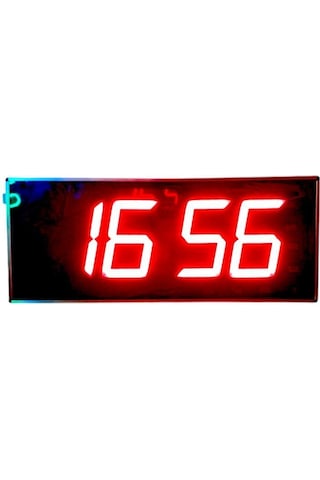 Sanec Wifi Senkronize Dijital Led Duvar Ve Masa Saat Derece Otomatik İnternet Saat Ayarlı, Kırmızı Led, 16x40 Cm Kırmızı