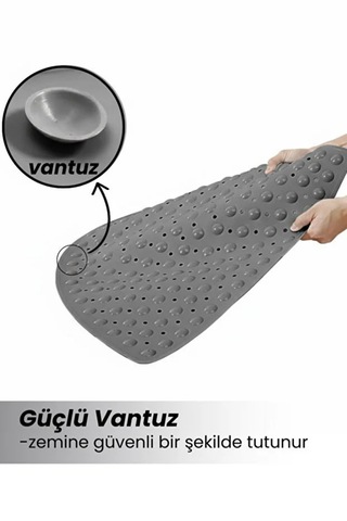 Pearlette Kaydırmaz Duş&banyo Matı / Üçgen Duşakabin Ve Küvet Paspası Antrasit-gri