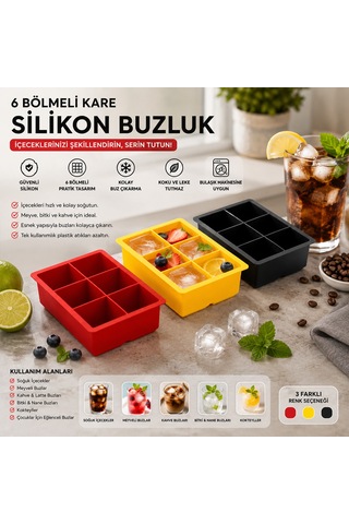 Kare Plastik 6 Bölmeli Buzluk Sarı