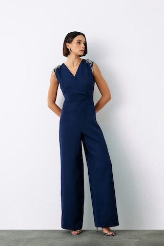 Sateen Aksesuar Detaylı Tulum - Lacivert-135222 Lacivert