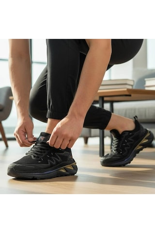 Volis Mm-26002 Siyah Memory Foam Taban Bağcıklı Erkek Sneaker Ayakkabı Siyah