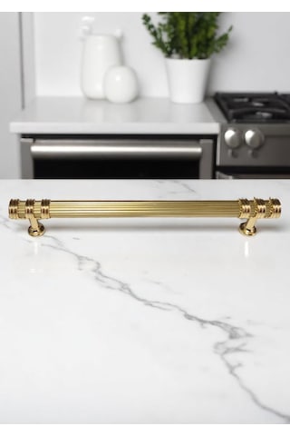 Çizgili Nesli Alüminyum Metal Lüks Modern Mobilya Çekmece Mutfak Dolabı Kulpu Altın 224mm Altın