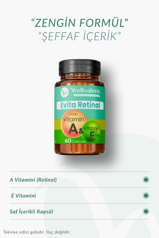 Wellvalens Evita Retinol Takviye Edici Gıda 60 Kapsül