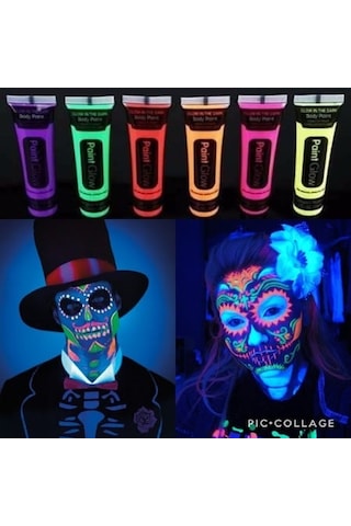 Neonlu Glow Parti Yüz Boyası 6 Renk 6 Adet - Mg-874072