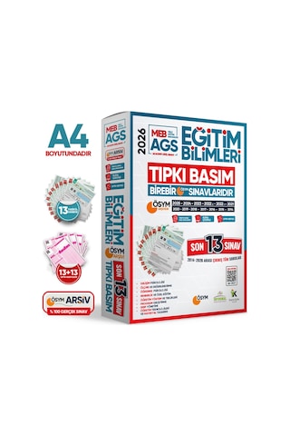 2026 MEB AGS EĞİTİM BİLİMLERİ ÖSYM Çıkmış Soru Tıpkı Basım Kitapçıkları 13lü Deneme Paketi