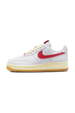 Nike Air Force 1 '07 Leather White Hakiki Deri Unisex Sneaker Ayakkabı Beyaz Kırmızı Swoosh