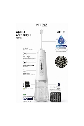 Auhma Amf11 Akıllı Şarjlı Ağız Duşu - 320ml Su Haznesi, 4 Modlu, Diş Temizleme Cihazı