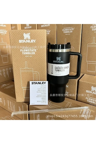 Paslanmaz Çelik Pipetli 1200ml Araba Bardağı - Siyah Um45489-2 Yurt Dışından Siyah