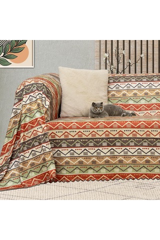 Latuda Concept Softmicro Boho Etnik Desenli Mikrofiber Koltuk Örtüsü Ve Tv Battaniyesi, Koltuk Şalı, Sku: Smg8690010207609 Açık Bej