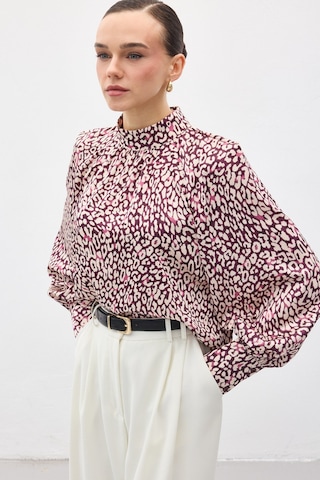Sateen Desenli Bluz - Mürdüm-137130 Mürdüm