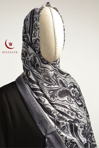 Etnik Desenli Pamuklu Şal 70x190 Cm Gri