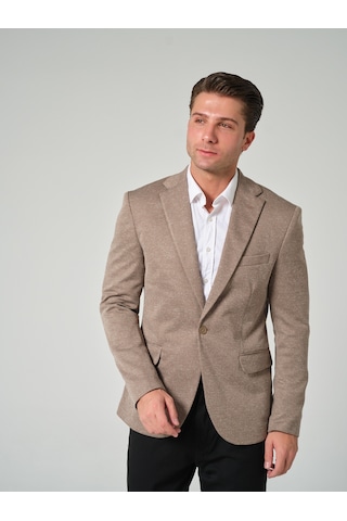 Bonesti Erkek Slim Fit Blazer Ceket Bej Kırçıllı