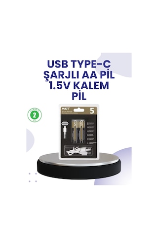 Bfs Type-c Usb İle Hızlı Şarj Edilebilir Aa Kalem Pil 1.5v Lityum Çiftli Paket