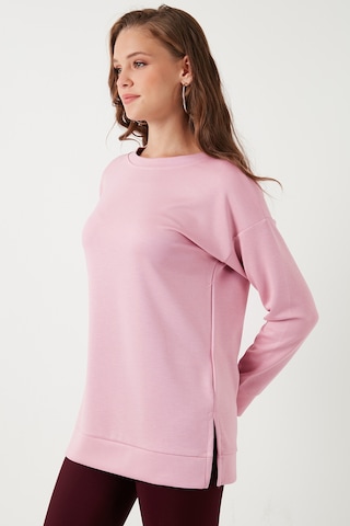Lela Streç Oversize Fit Bisiklet Yaka Modal Kumaş Bayan Sweat 5865877 Gül