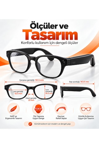 Yapay Zeka Destekli Akıllı Gözlük 8mp Kameralı 1080p Video Wifi Fotokromik Lens 3 Lens