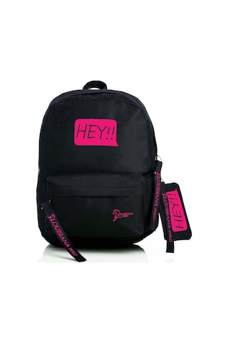 Laptop Bölmeli Okul Çantası Hey!!! Siyah Pembe 1525