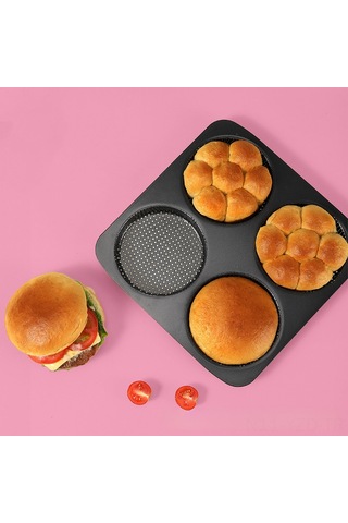 Yuntech01 4 İnç Altın Kaplama Hamurger Kek Kalıbı, Pişirme Aleti, Anti-yapışkan, Çok Amaçlı, Hamburger-pasta Poğaça İçin, Profesyonel Mutfak Gereci