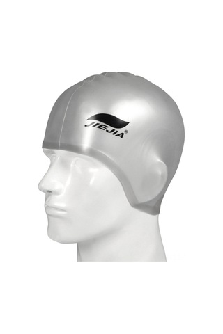 Geeksen Gri Silikon Yüzme Şapka 3d Kulak Koruyucu + Burun Klembi + Kulak Tıkacı - Temizliği Kolay, Hızlı Kuruyan Gri