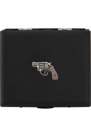 Zekupp Siyah Silah Temalı Metal Sigara Tabakası