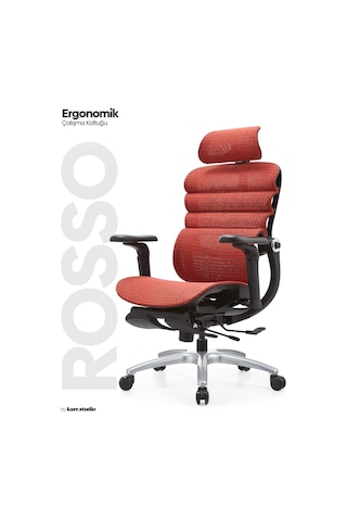 Rosso Ergonomik Çalışma Koltuğu - Kırmızı