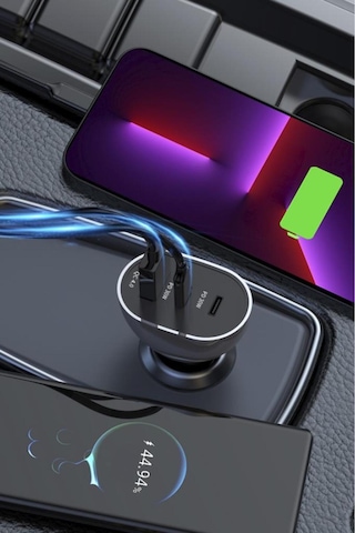 68w Usb Ve Type-c Girişli Çakmaklık Süper Hızlı Şarj Destekli Araç Şarj Aleti