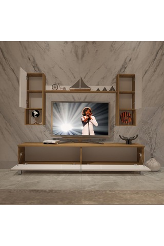 Decoraktiv Eko 5da Mdf Std Krom Ayaklı Tv Ünitesi Tv Sehpası Pera - Beyaz