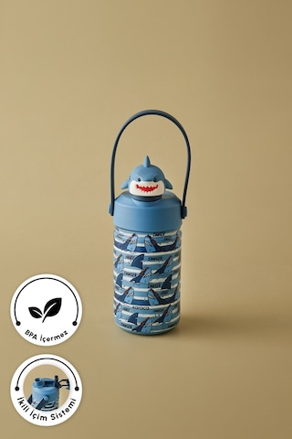 Karaca Duosip Shark Çocuk Pipetli Köpek Balığı Tasarımlı Okul Su Matarası Termos 350 ml
