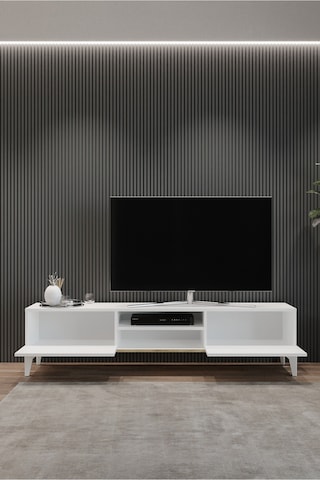 Tocco 1052 Ceylin Modern 2 Kapaklı Raflı Sehpa Lüx Tv Ünitesi-beyaz