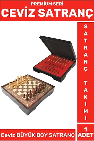 Premium Seri Aile Ev Arkadaş Zeka Strateji Beceri Geliştirici Ceviz Büyük Boy Satranç Takımı