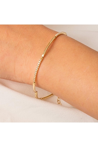 Gümüş Bileklik - Sıra Taşlı Modern Tasarım Şık 925 Ayar Gümüş Bileklik Gümüş