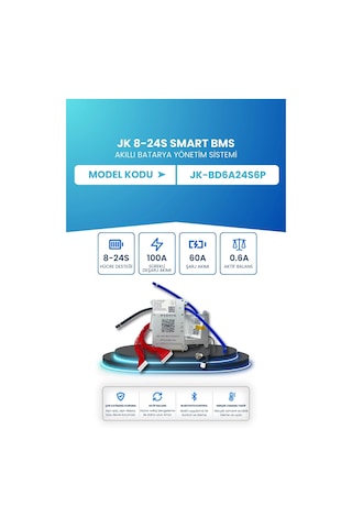 Jk Smart Bms Akıllı Batarya Yönetim Sistemi 8 24s 100a 0.6a Aktif Balans Jk-bd6a24s6p