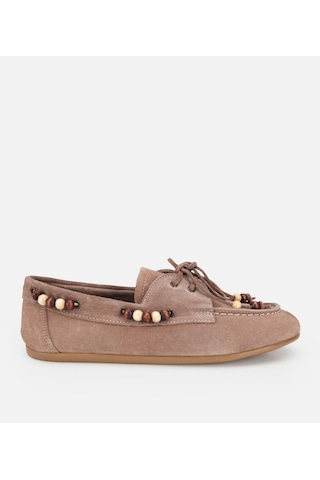 Hotiç Kadın Süet Deri Vizon Boncuk Detaylı Günlük Loafer 01ayh320490a450 01ayh320490a450