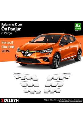 S-Dizayn Renault Clio 5 Krom Ön Alt Panjur 6 Prç. 2019 ve Üzeri