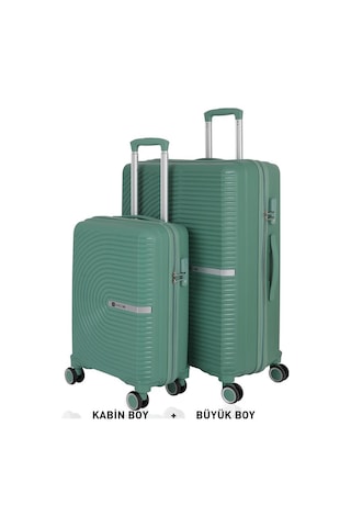 Mçs Bavul Büyük Ve Kabin 2li Set Kırılmaz Silikon Valiz V374 Su Yeşili Su Yeşili