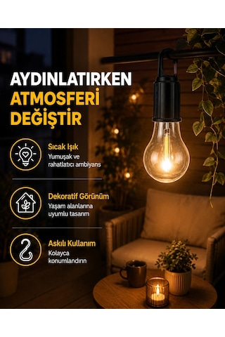 Mey İthalat C Tipi Şarjlı Asılabilir Kamp Feneri