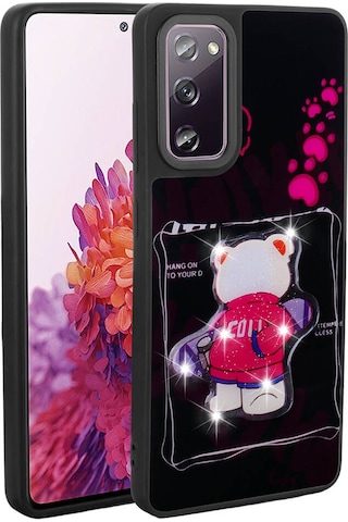 Zore Galaxy Uyumlu S20 Fe Kılıf Parlayan Kabartmalı İkonik Figürlü Amas Silikon Kapak - Siyah