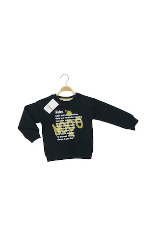 Çikoby Erkek Çocuk Pamuklu İnce Uzun Kollu Rules Tshirt-13798-siyah Siyah