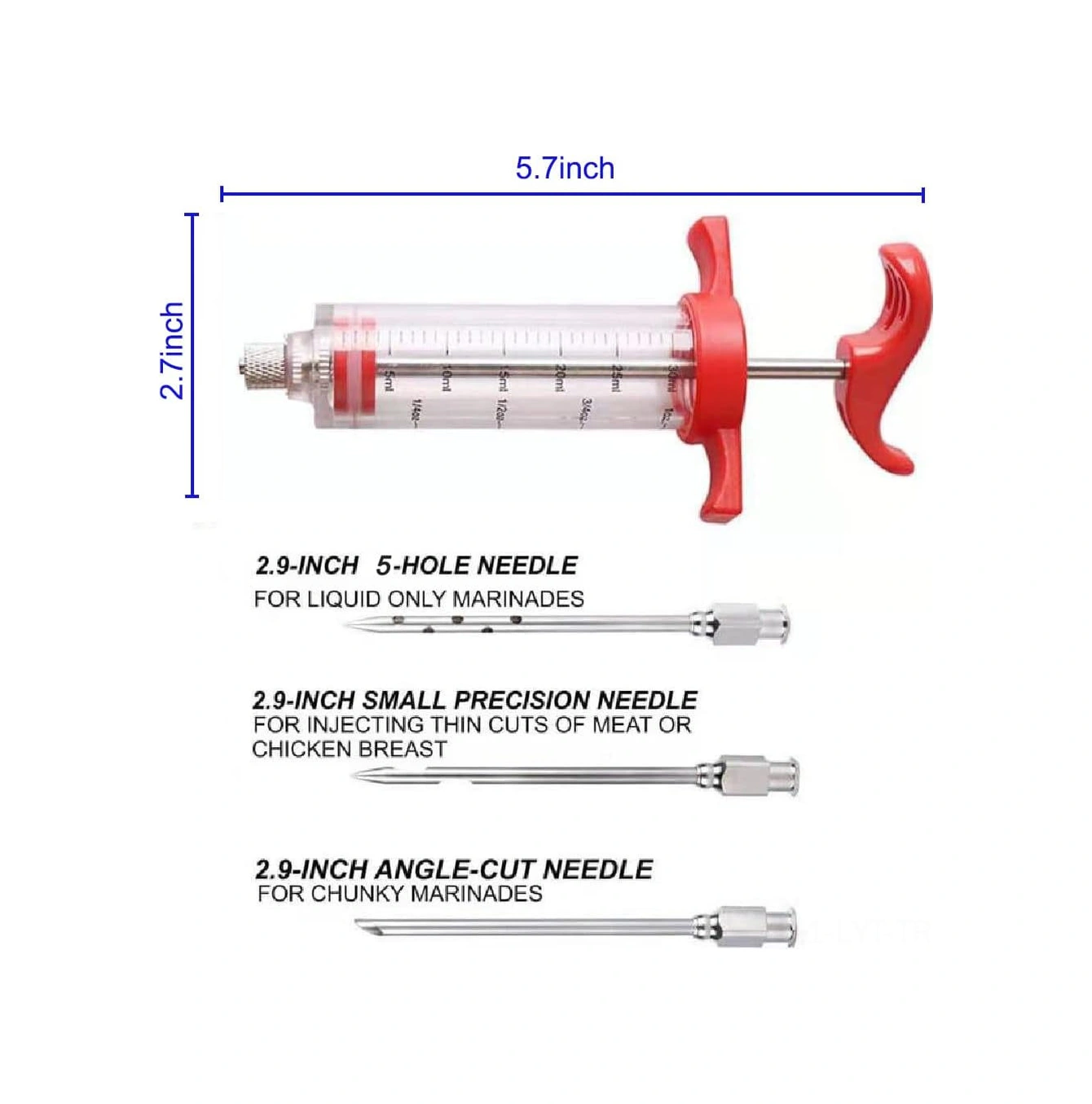 Youtek Plastik Marinasyon Şırıngısı, Çelik İğnelerle Et Enjekte Edici, Barbekü Ve Pişirme Lezzetlendirici Aleti Seti Çok Renkli