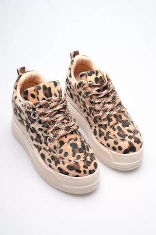 Trendella Kadın Leopar Desenli Gizli Topuklu Sneaker Tr04ms01e Beyaz