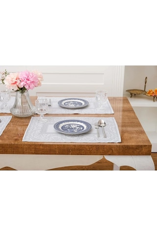 Roma Jakar Polyester Kumaş Bej Amerikan Servis 34 X 46 Cm Gri 4 Ad. 1383 Bej