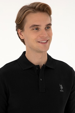U.S. Polo Assn. Erkek Regular Fit Polo Yaka Siyah Basic Sweatshirt 50307757-VR046