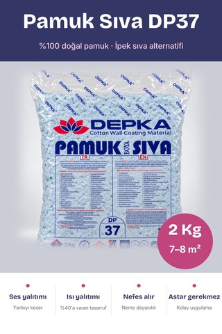 Depka Pamuk Sıva Dp37 2 Kg 7-8 M² İpek Sıva Alternatifi Isı Ve Ses Yalıtımlı Dekoratif Sıva