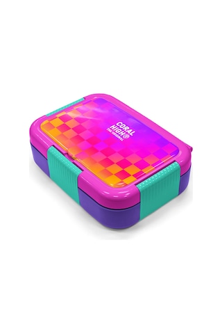 Coral High Kids Neon Renkli Dama Desenli Paslanmaz Çelik Beslenme Kabı 39103 Pembe