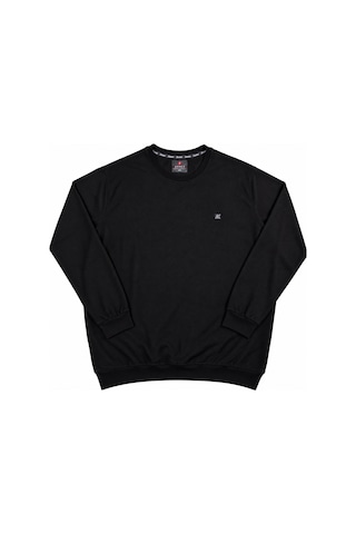 Annex Büyük Beden Basic Waffle Kumaş Erkek Sweatshirt Siyah